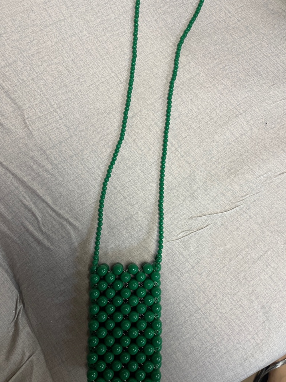 Green Beaded Crossbody Phone Bag